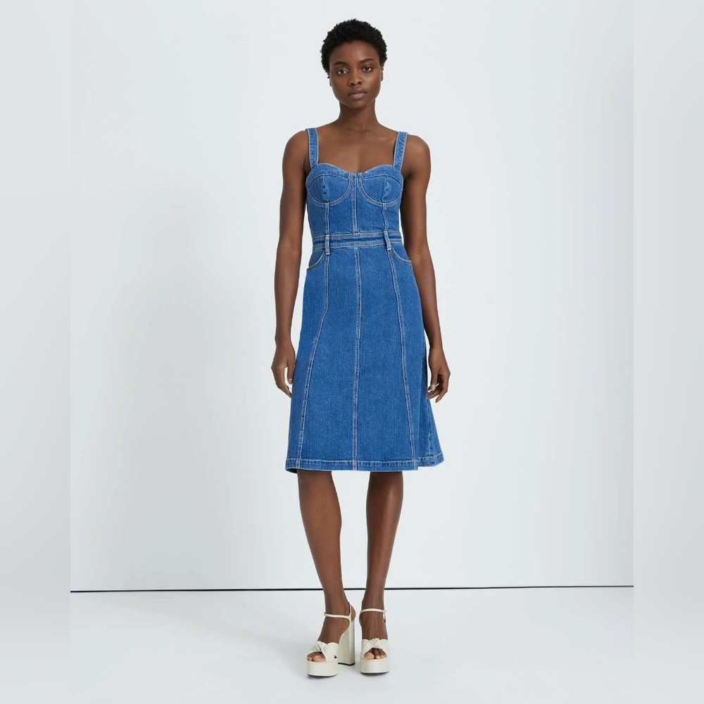 7 FOR ALL MANKIND Beauty Denim Bustier A-line Dress In Diana size XS NWT